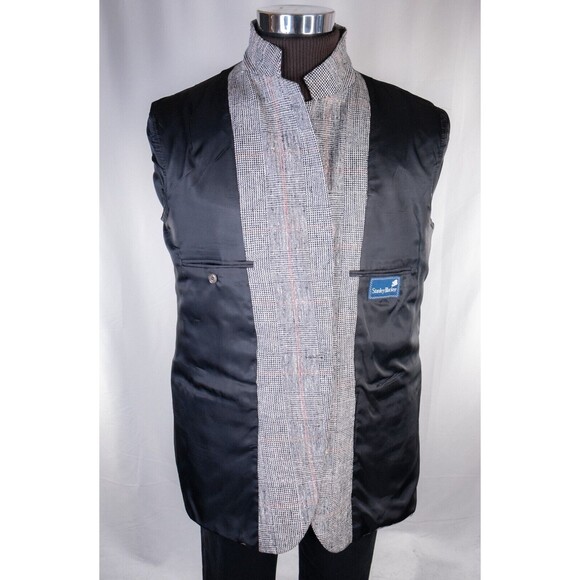 VTG Stanley Blacker Sport Coat Jacket Blazer Plaid Gray Two Button Sz 46R EUC - Picture 9 of 13